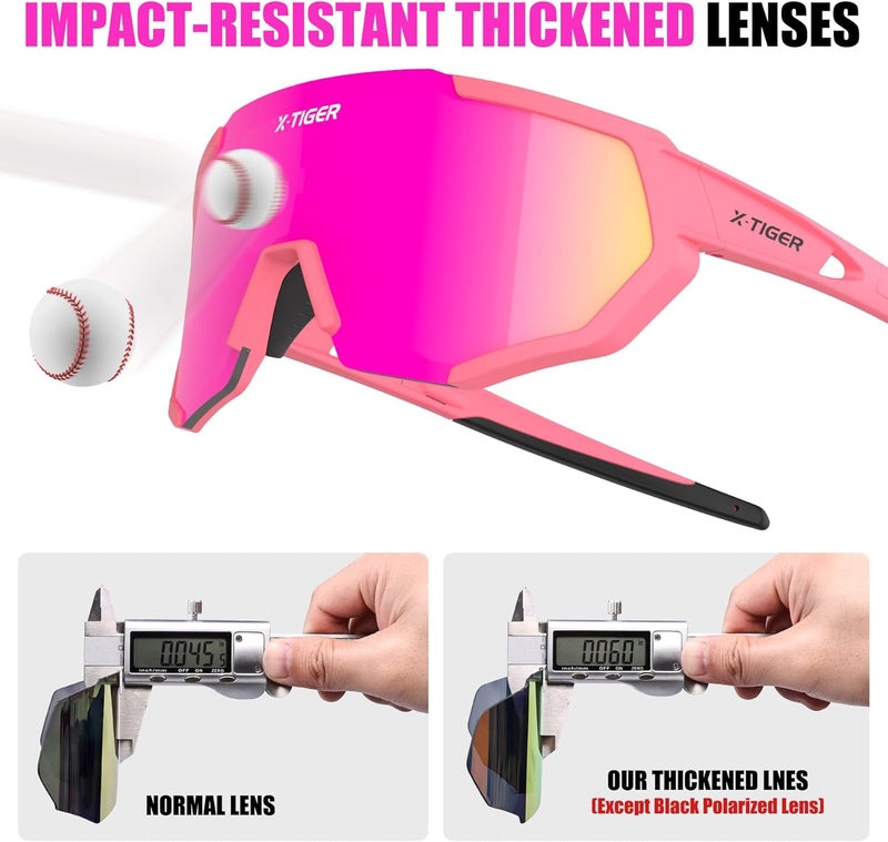 Xtiger Polarized Sports Sunglasses with 5 Interchangeable Lenses,Mens Womens Cycling Bike Glasses,Baseball Running Fishing - Image 5